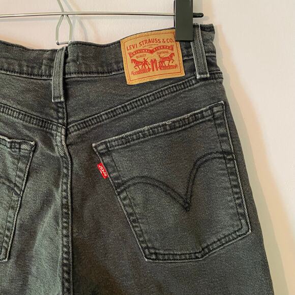 Levi's Wedgie Straight Black Gray Button Fly High Waisted Jeans Women's size 29 - Picture 9 of 14